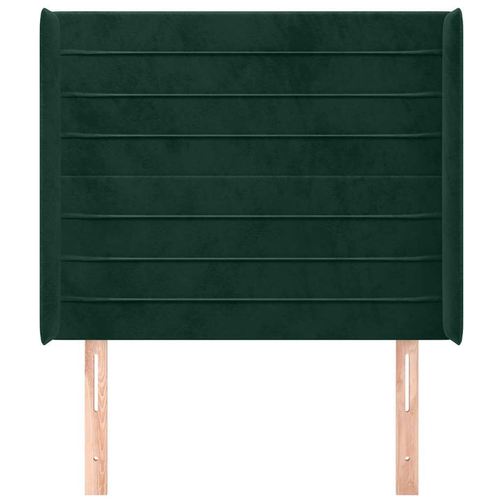 sengegavl med kanter 83x16x118/128 cm fløjl mørkegrøn