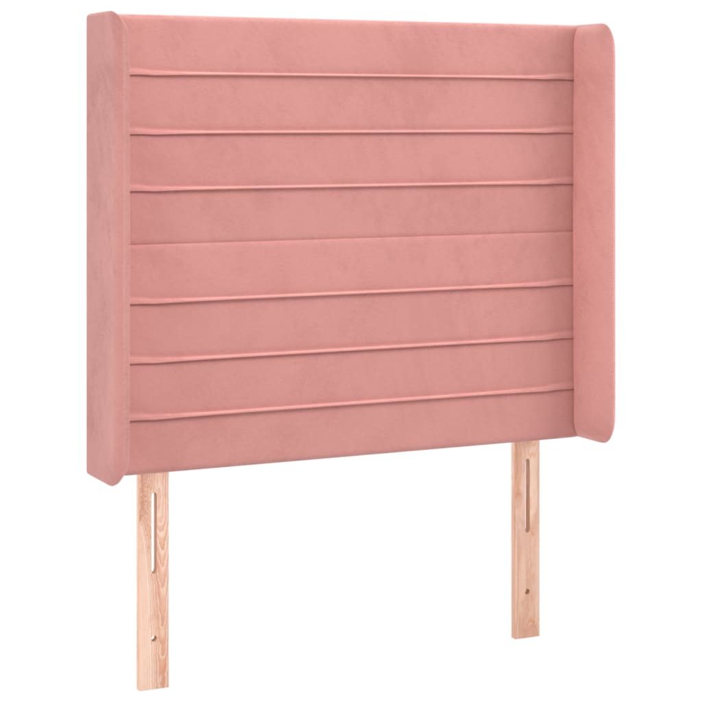 sengegavl med kanter 83x16x118/128 cm fløjl lyserød