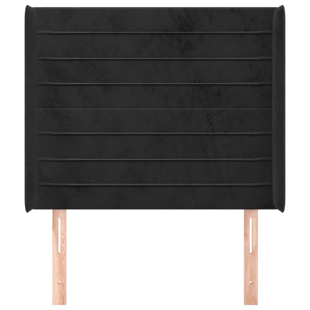 sengegavl med kanter 93x16x118/128 cm fløjl sort