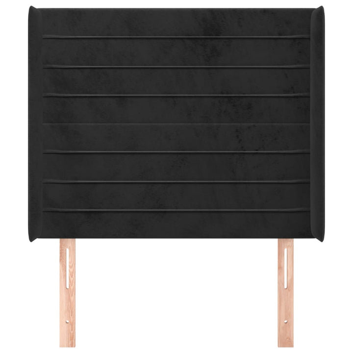 sengegavl med kanter 93x16x118/128 cm fløjl sort