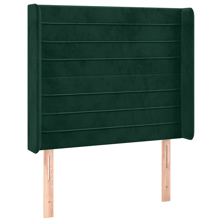 sengegavl med kanter 93x16x118/128 cm fløjl mørkegrøn