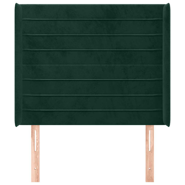 sengegavl med kanter 93x16x118/128 cm fløjl mørkegrøn