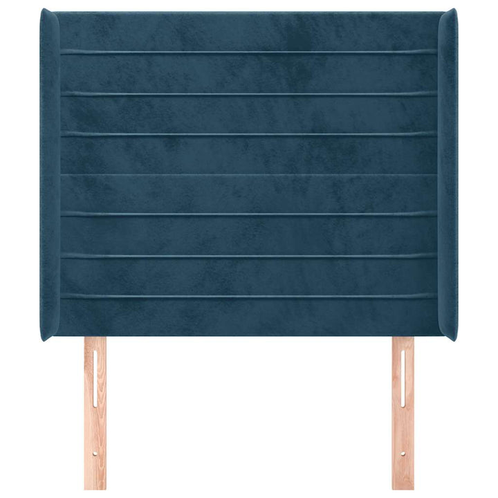 sengegavl med kanter 93x16x118/128 cm fløjl mørkeblå