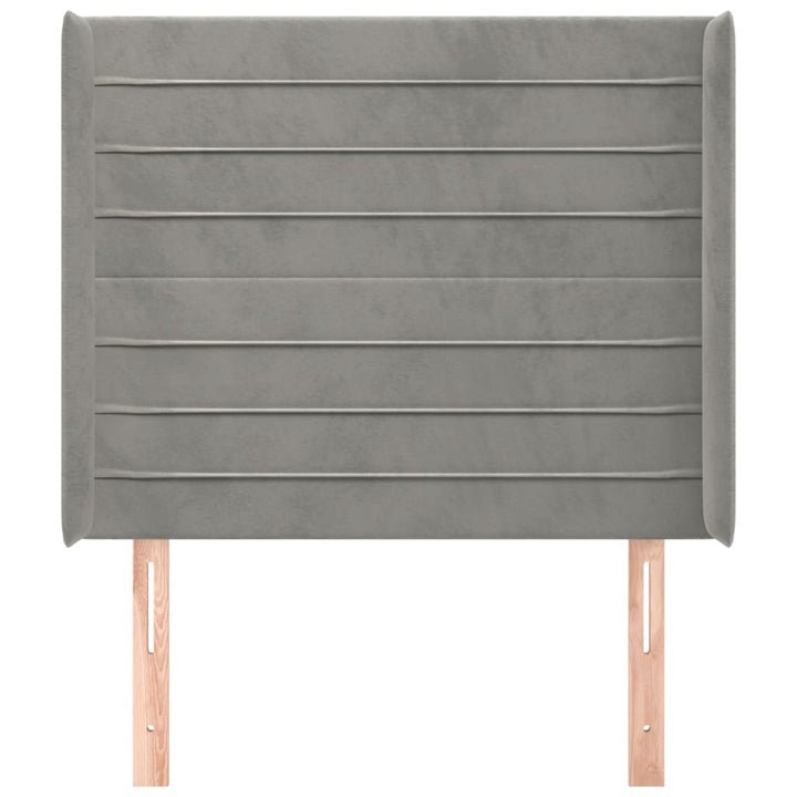 sengegavl med kanter 103x16x118/128 cm fløjl lysegrå