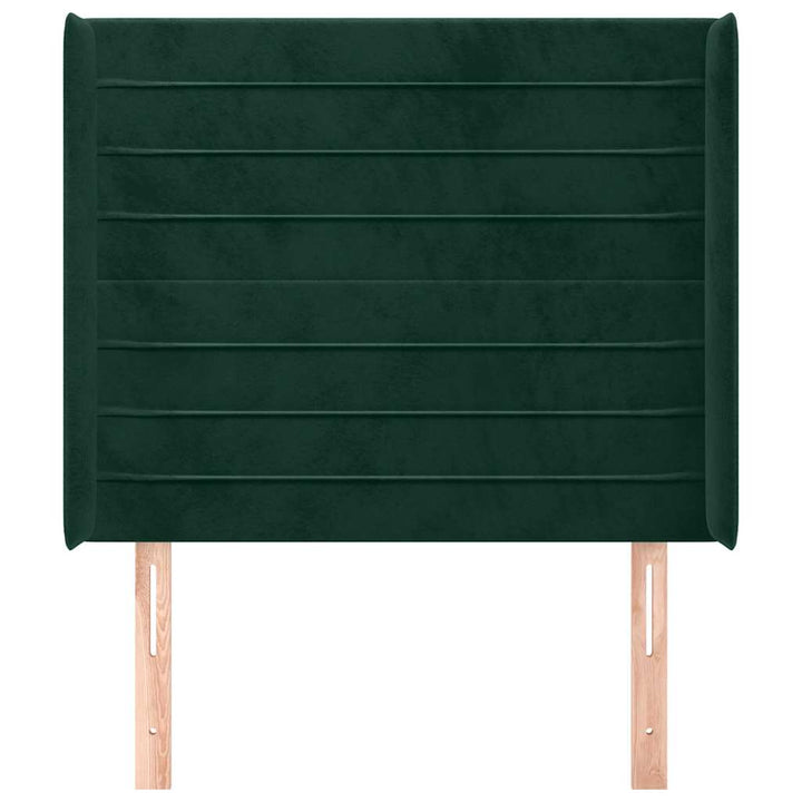 sengegavl med kanter 103x16x118/128 cm fløjl mørkegrøn