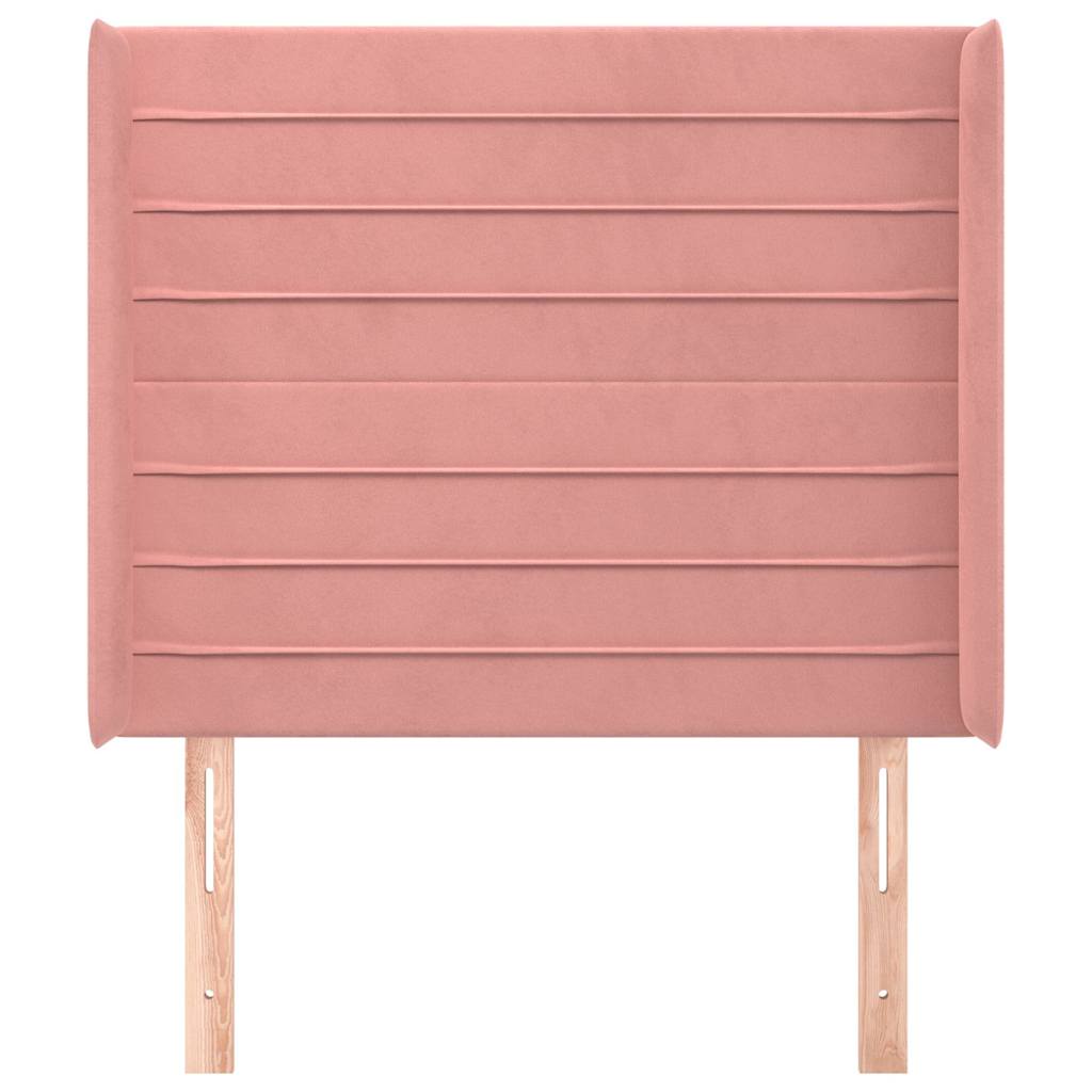 sengegavl med kanter 103x16x118/128 cm fløjl lyserød