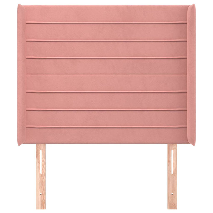 sengegavl med kanter 103x16x118/128 cm fløjl lyserød