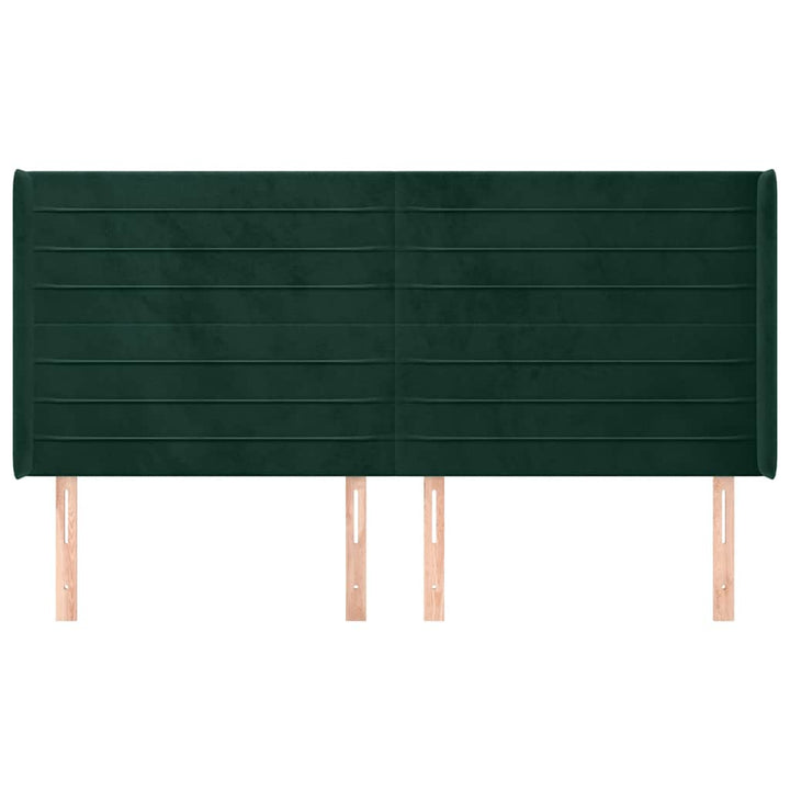 sengegavl med kanter 163x16x118/128 cm fløjl mørkegrøn