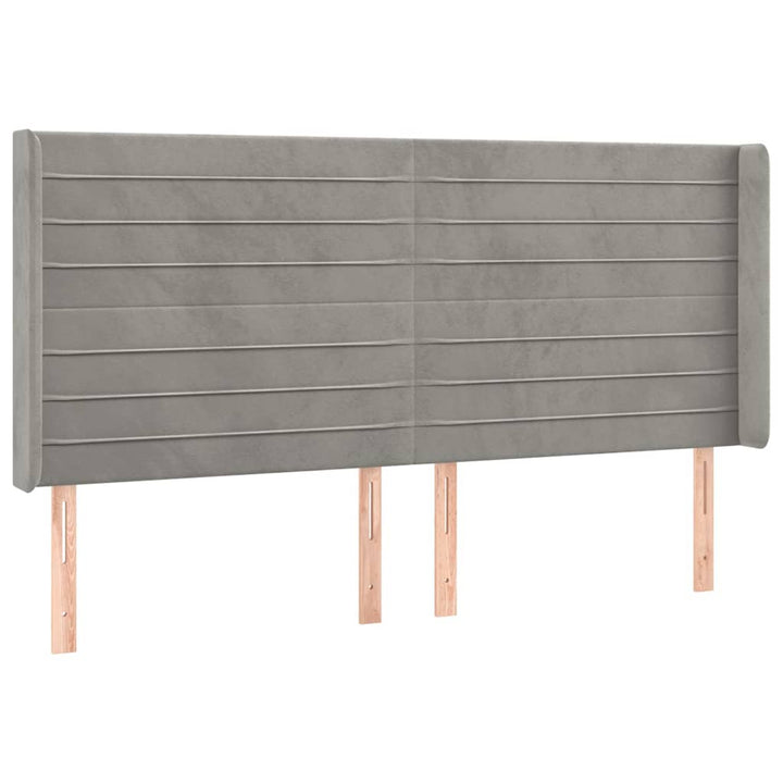 sengegavl med kanter 183x16x118/128 cm fløjl lysegrå