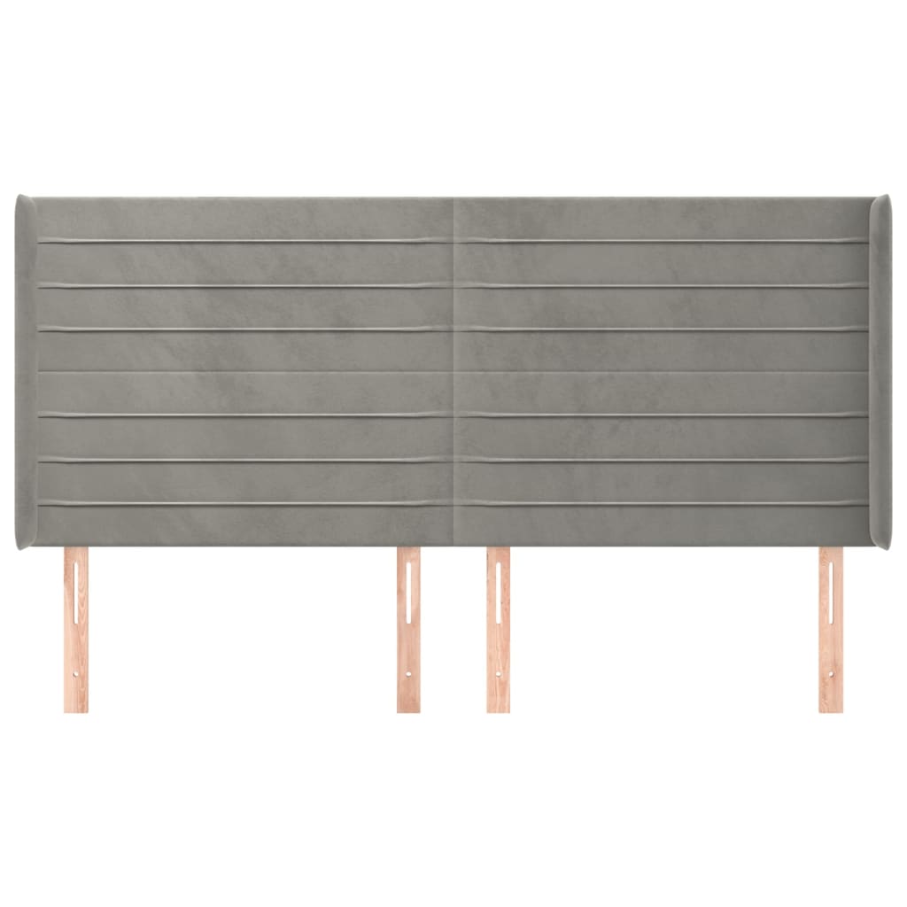 sengegavl med kanter 183x16x118/128 cm fløjl lysegrå