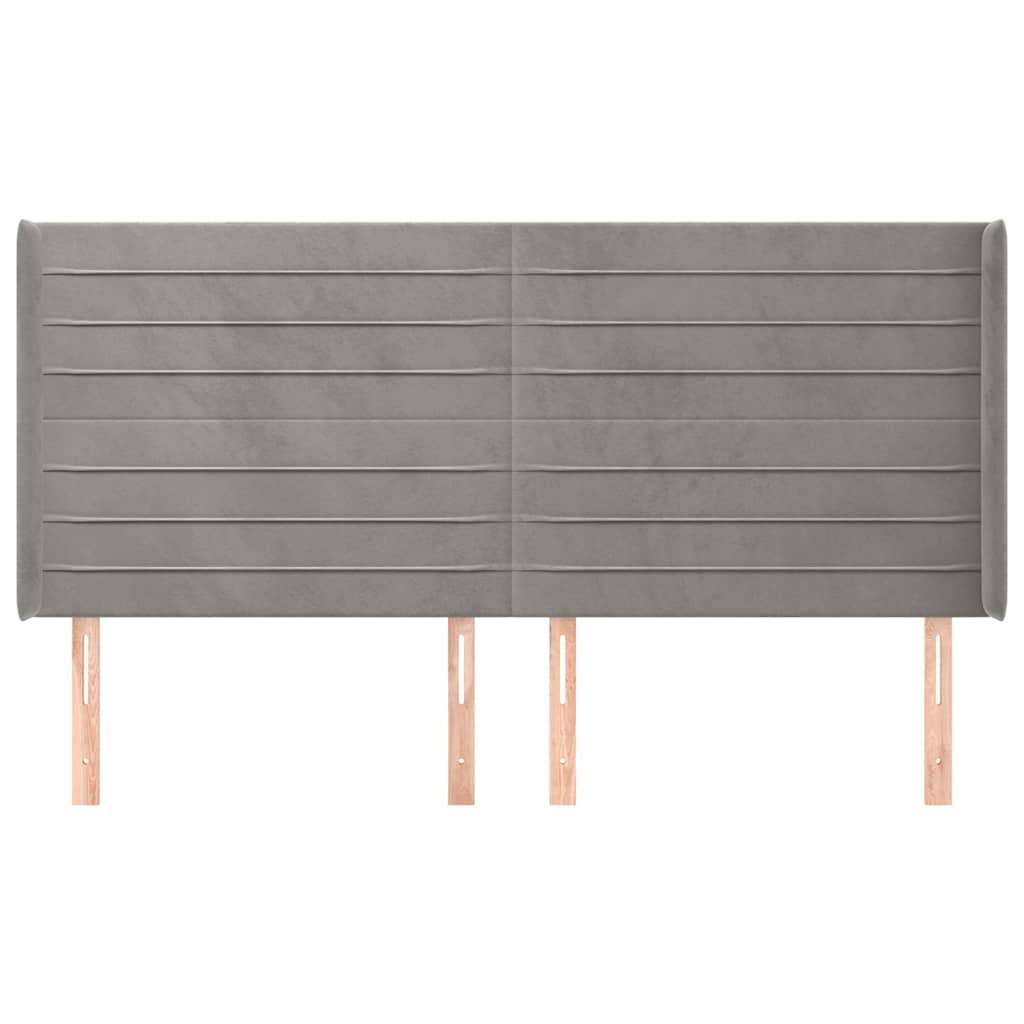 sengegavl med kanter 183x16x118/128 cm fløjl lysegrå