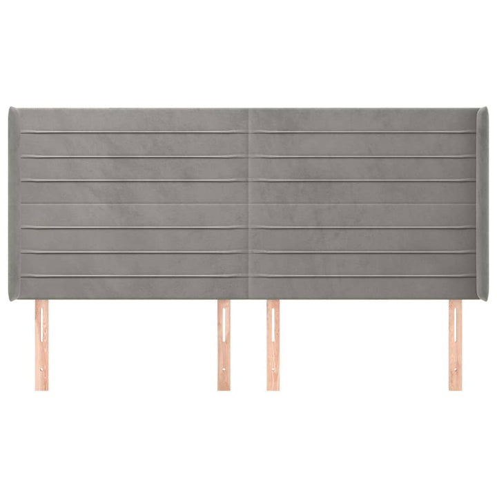 sengegavl med kanter 183x16x118/128 cm fløjl lysegrå