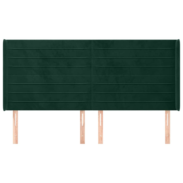 sengegavl med kanter 183x16x118/128 cm fløjl mørkegrøn