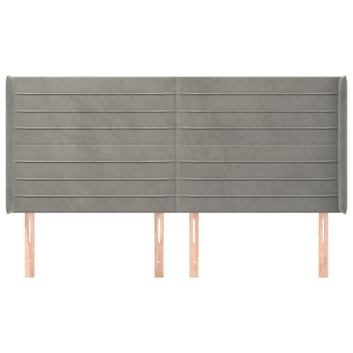 sengegavl med kanter 203x16x118/128 cm fløjl lysegrå