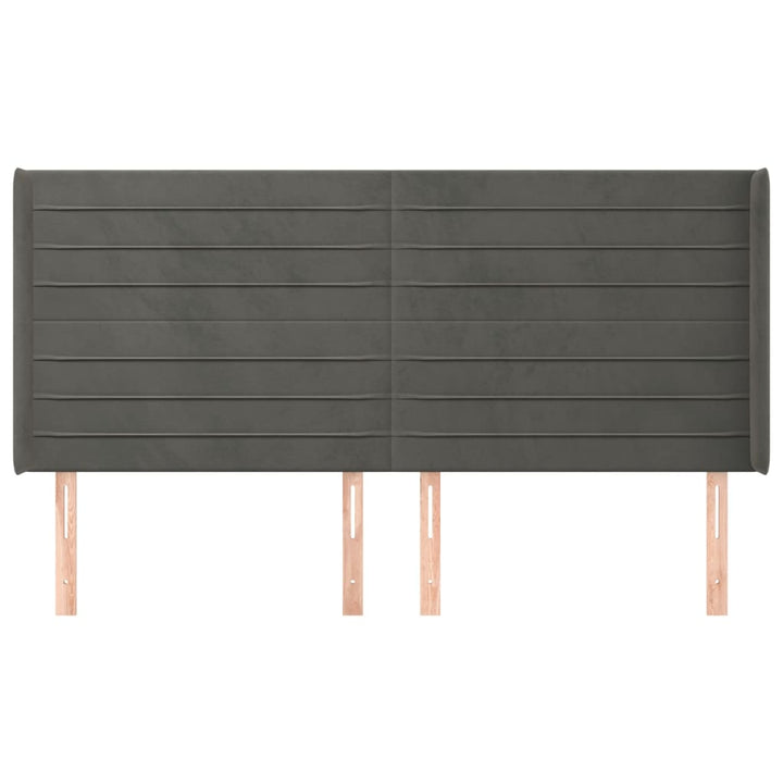 sengegavl med kanter 203x16x118/128 cm fløjl mørkegrå