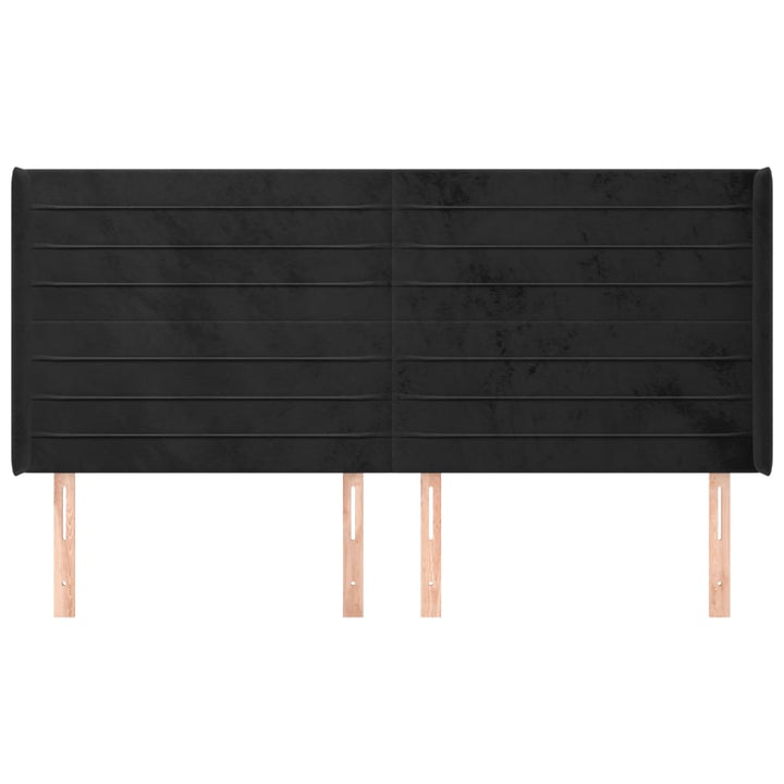 sengegavl med kanter 203x16x118/128 cm fløjl sort