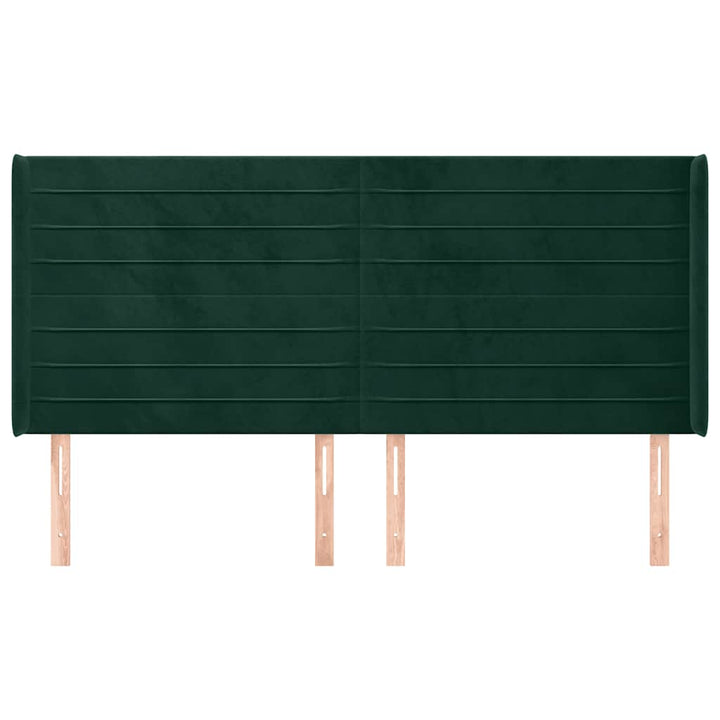 sengegavl med kanter 203x16x118/128 cm fløjl mørkegrøn