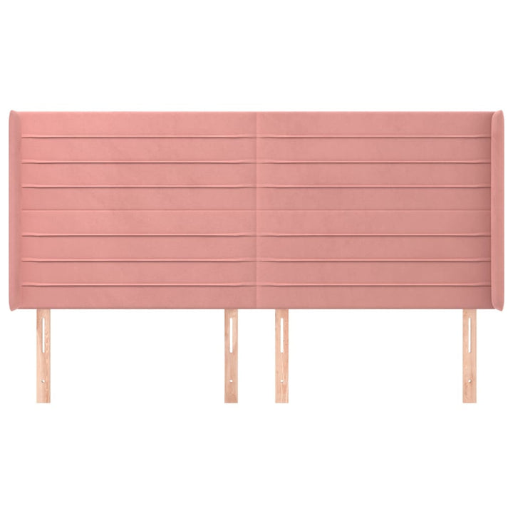 sengegavl med kanter 203x16x118/128 cm fløjl lyserød