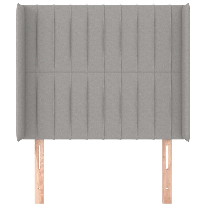 sengegavl med kanter 83x16x118/128 cm stof lysegrå