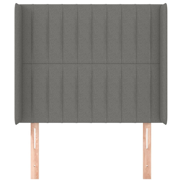 sengegavl med kanter 83x16x118/128 cm stof mørkegrå