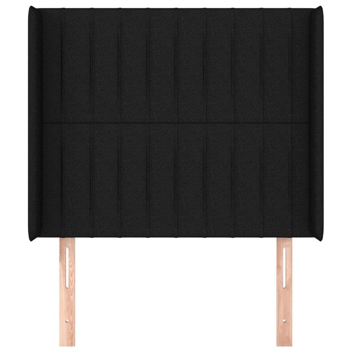 sengegavl med kanter 83x16x118/128 cm stof sort