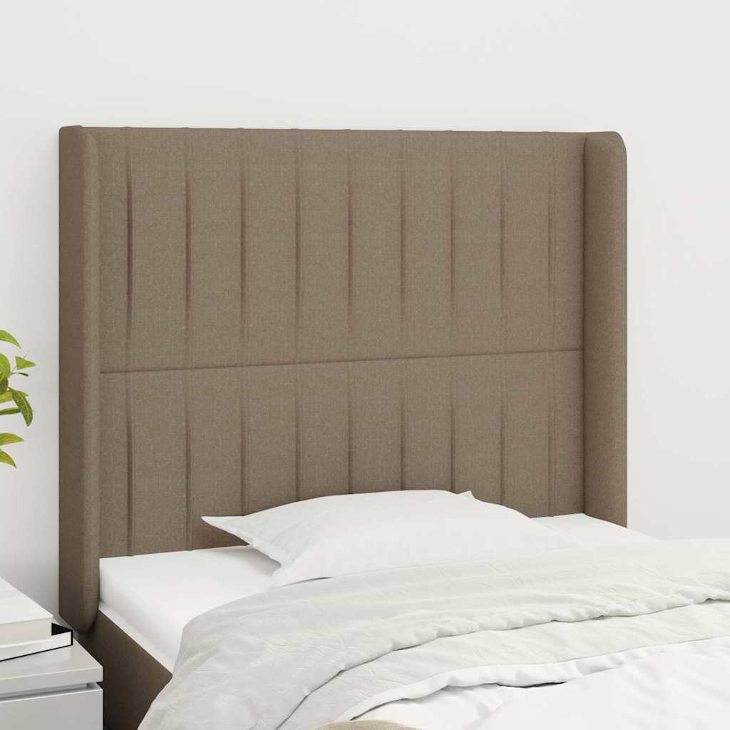 sengegavl med kanter 83x16x118/128 cm stof gråbrun