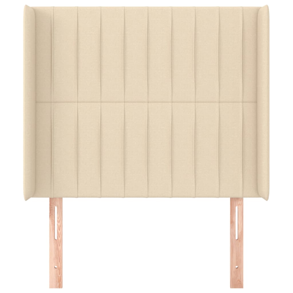sengegavl med kanter 83x16x118/128 cm stof cremefarvet