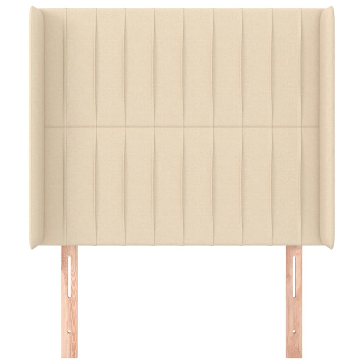 sengegavl med kanter 83x16x118/128 cm stof cremefarvet