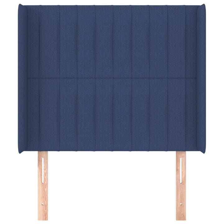 sengegavl med kanter 83x16x118/128 cm stof blå