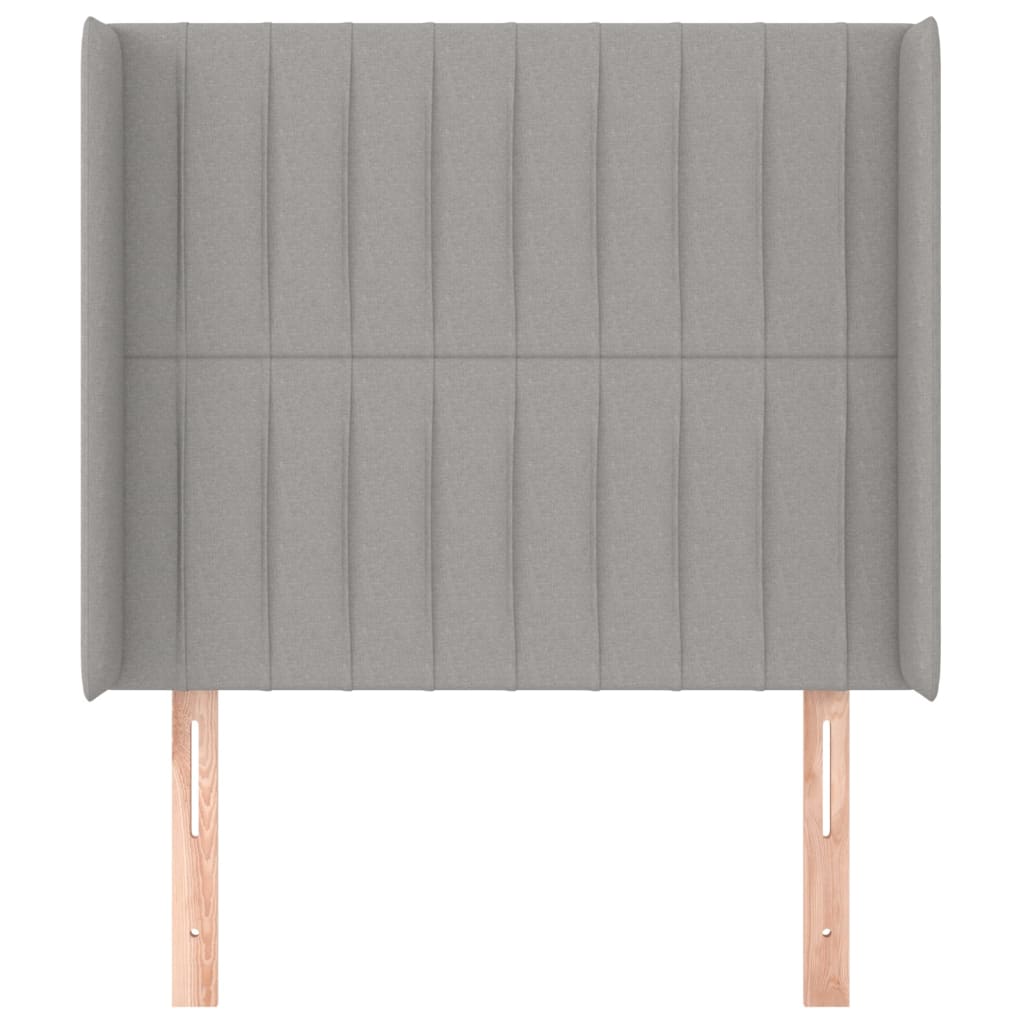 sengegavl med kanter 93x16x118/128 cm stof lysegrå
