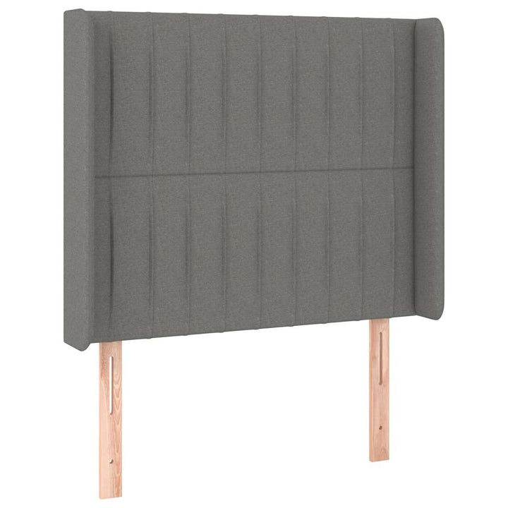 sengegavl med kanter 93x16x118/128 cm stof mørkegrå