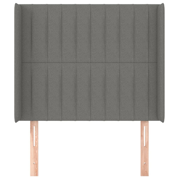 sengegavl med kanter 93x16x118/128 cm stof mørkegrå