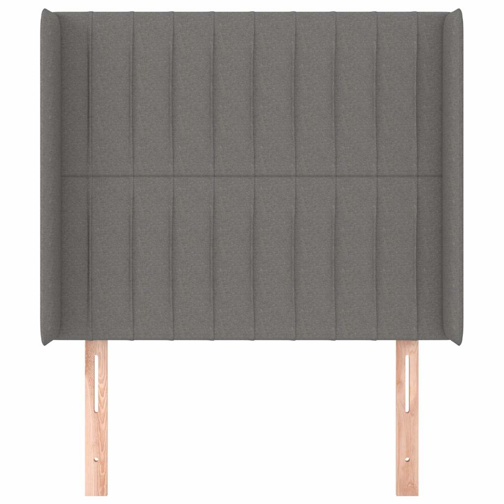 sengegavl med kanter 93x16x118/128 cm stof mørkegrå