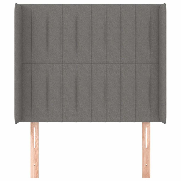 sengegavl med kanter 93x16x118/128 cm stof mørkegrå