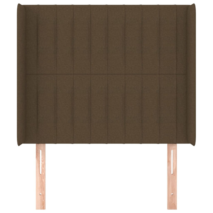 sengegavl med kanter 93x16x118/128 cm stof mørkebrun