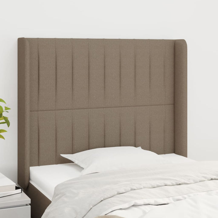 sengegavl med kanter 93x16x118/128 cm stof gråbrun