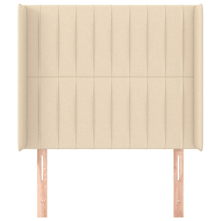 sengegavl med kanter 93x16x118/128 cm stof cremefarvet