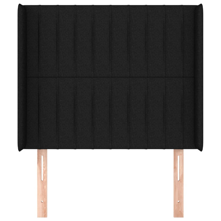 sengegavl med kanter 103x16x118/128 cm stof sort