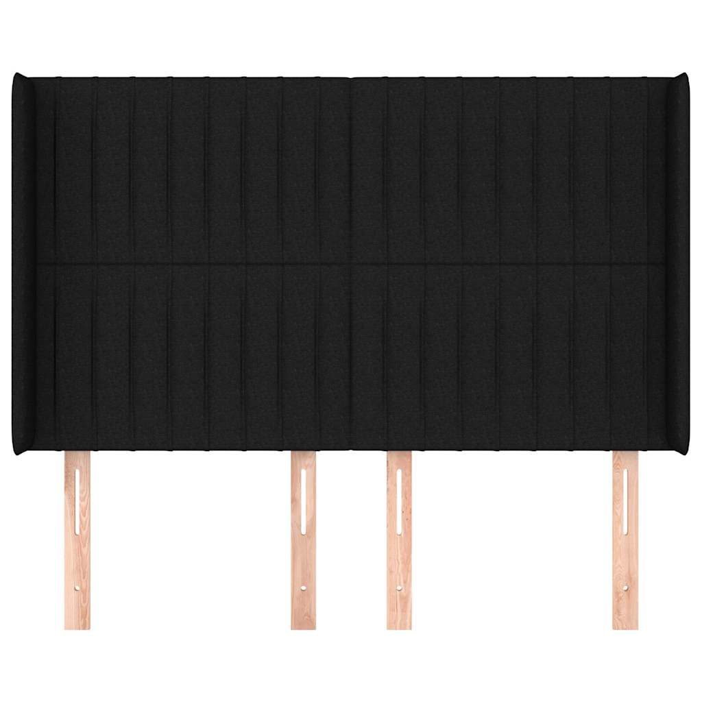 sengegavl med kanter 147x16x118/128 cm stof sort