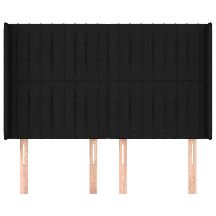 sengegavl med kanter 147x16x118/128 cm stof sort