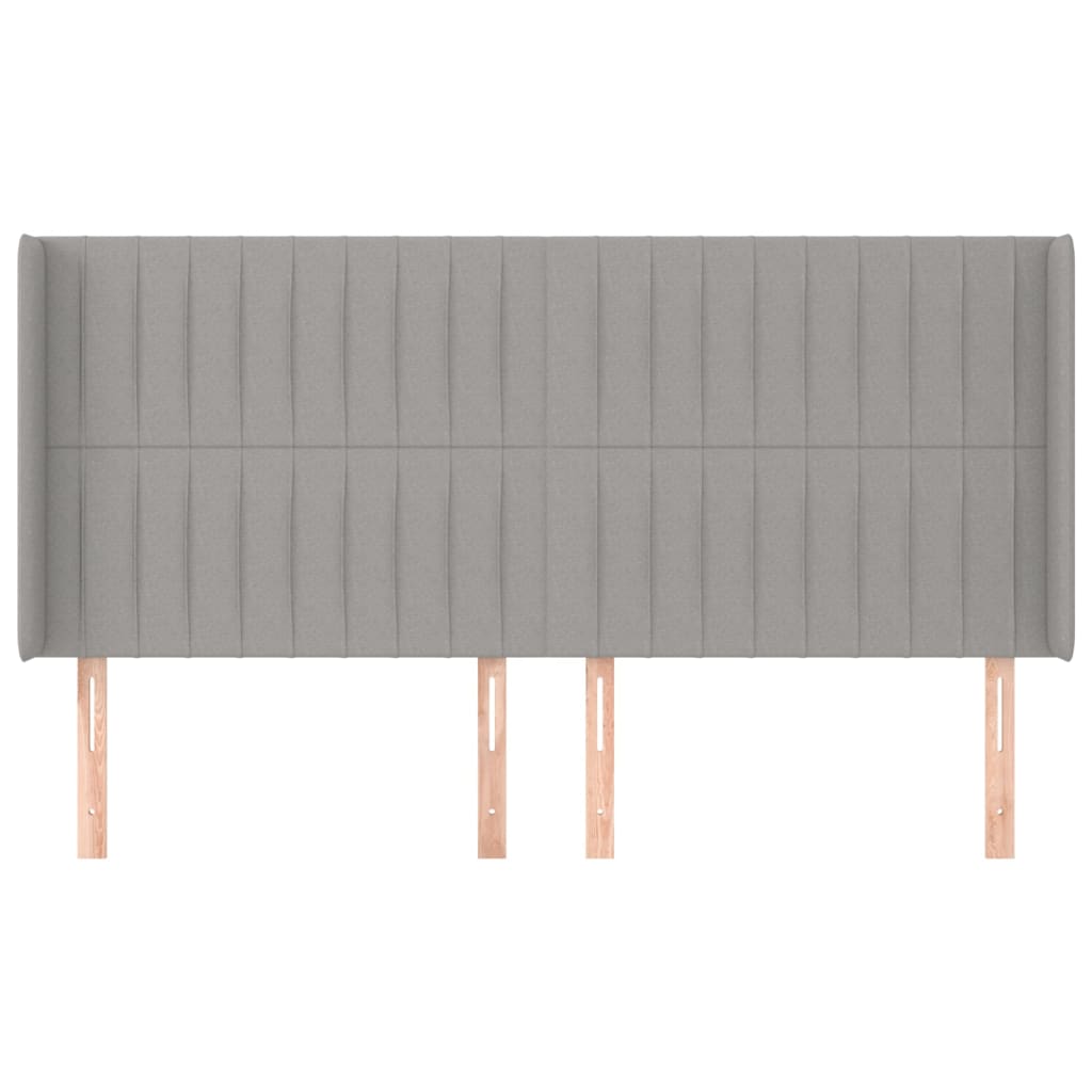 sengegavl med kanter 163x16x118/128 cm stof lysegrå