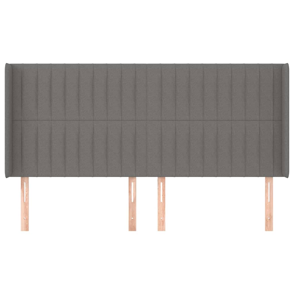 sengegavl med kanter 163x16x118/128 cm stof mørkegrå
