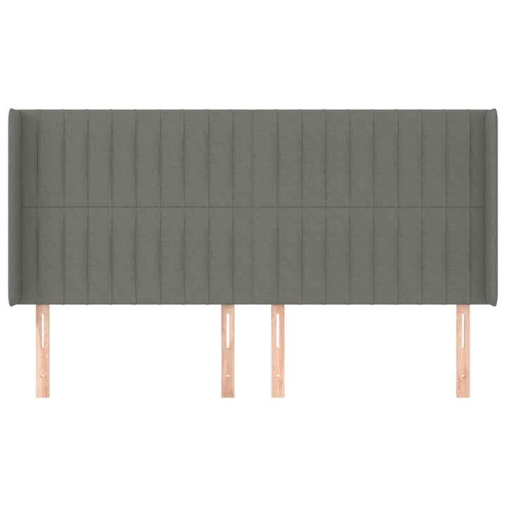 sengegavl med kanter 183x16x118/128 cm stof mørkegrå