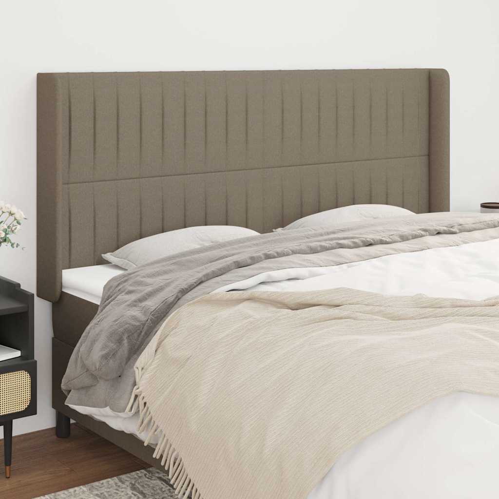 sengegavl med kanter 183x16x118/128 cm stof gråbrun
