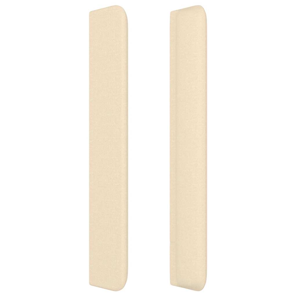 sengegavl med kanter 183x16x118/128 cm stof cremefarvet