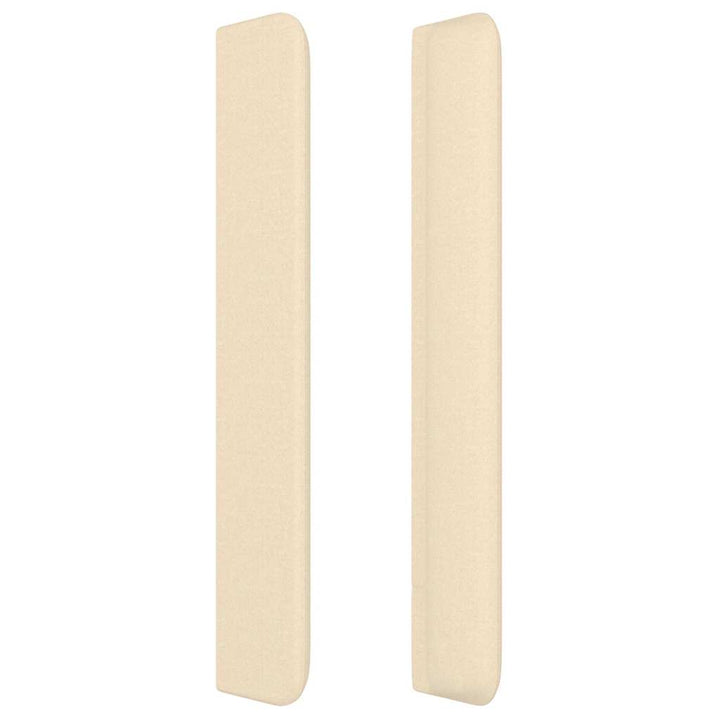 sengegavl med kanter 183x16x118/128 cm stof cremefarvet