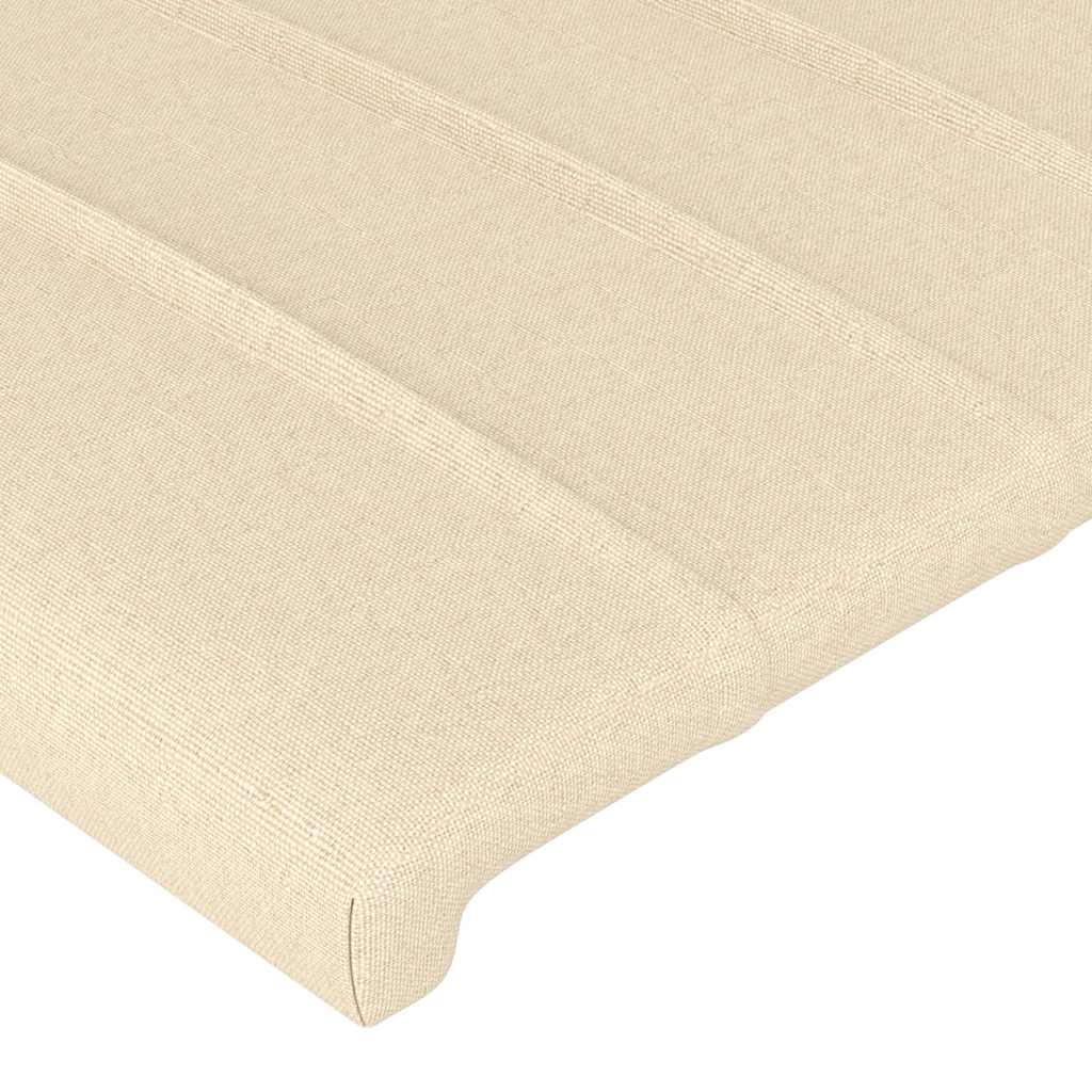 sengegavl med kanter 183x16x118/128 cm stof cremefarvet