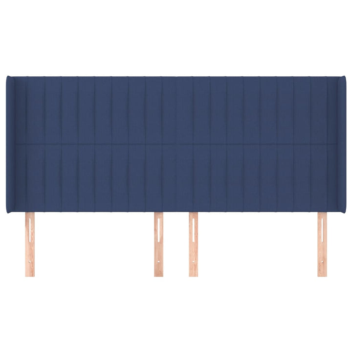 sengegavl med kanter 183x16x118/128 cm stof blå