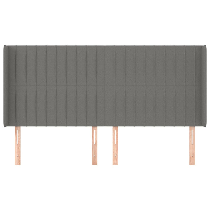 sengegavl med kanter 203x16x118/128 cm stof mørkegrå