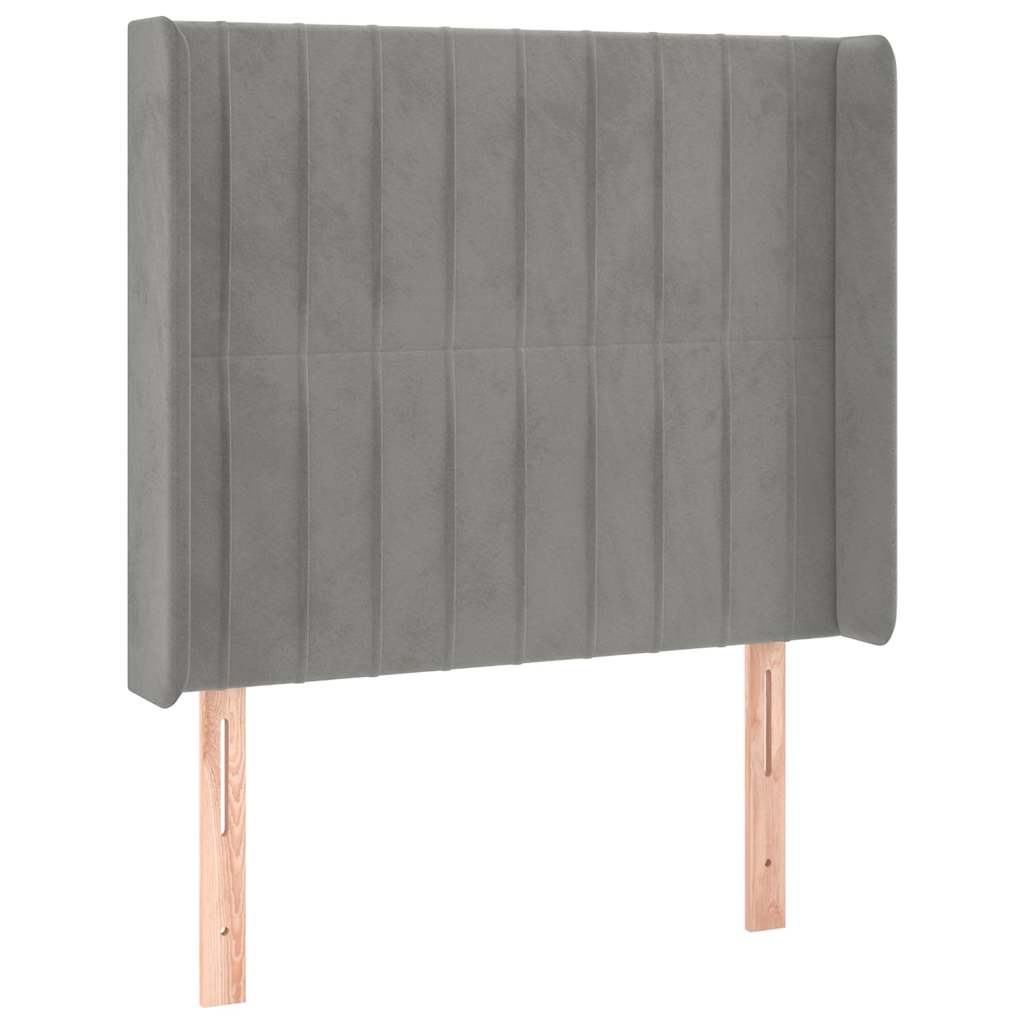 sengegavl med kanter 83x16x118/128 cm fløjl lysegrå